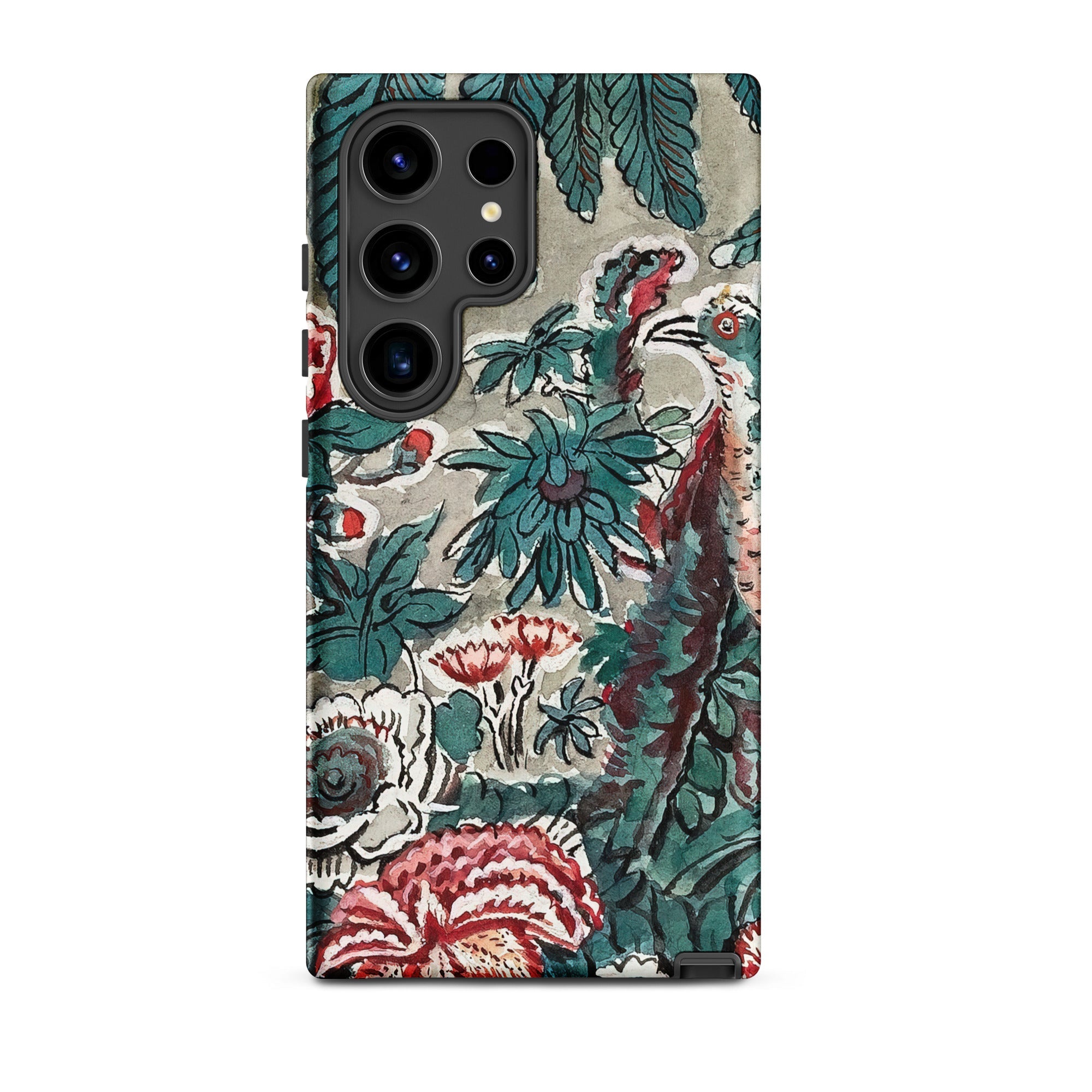 Chintz George Loughridge Jungle Samsung Case, Galaxy S24 Ultra / Matte, Smartphone Case Intricate Floral Bird Pattern Shades Green
