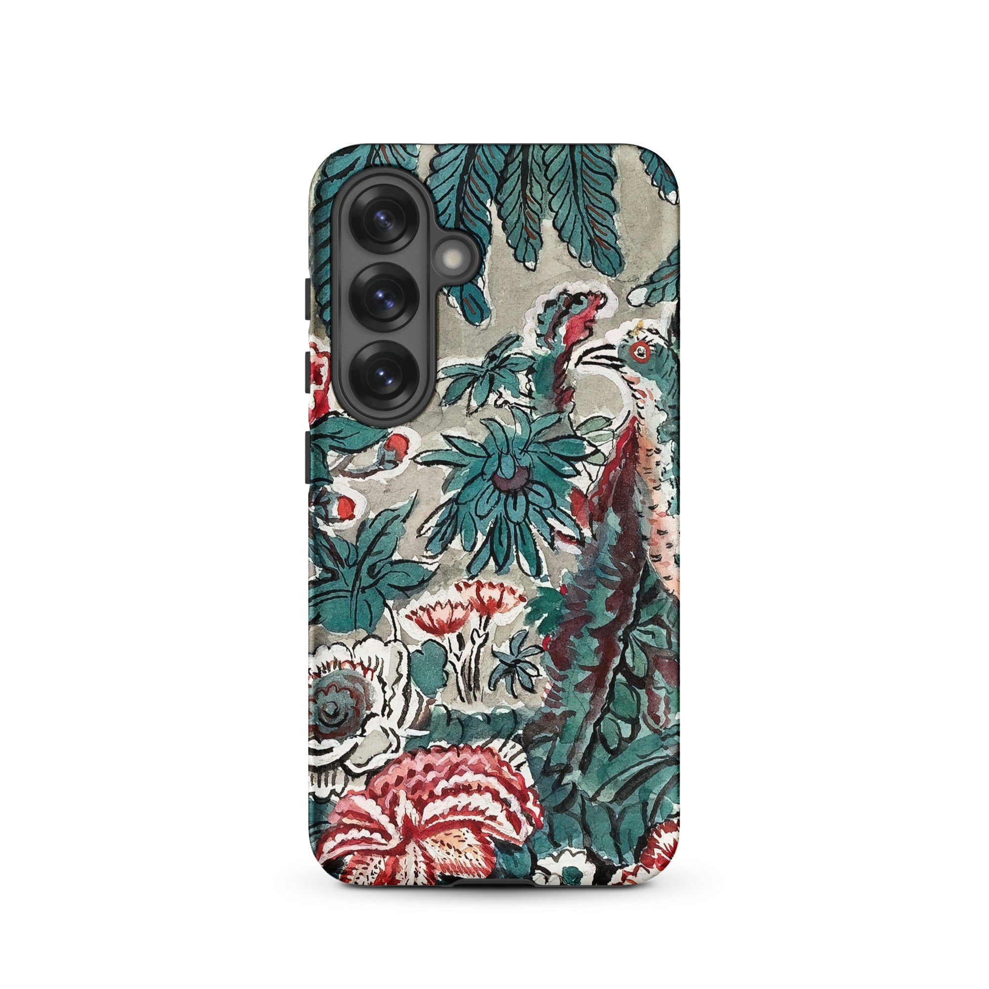 Chintz George Loughridge Jungle Samsung Case, Galaxy S25 / Matte, Smartphone Case Teal Red White Floral Bird Pattern