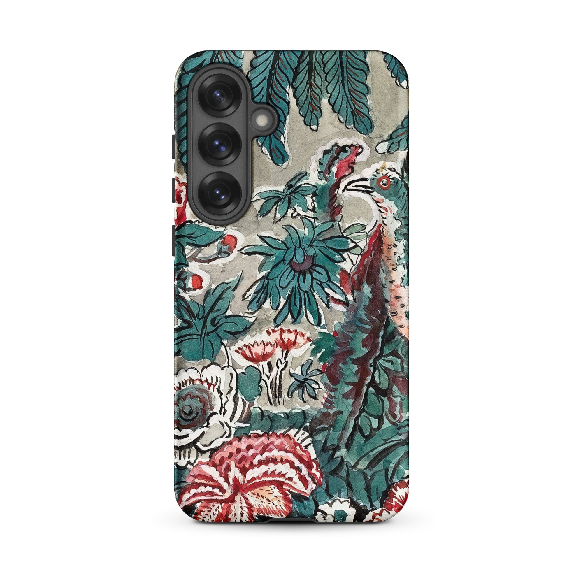 Chintz George Loughridge Jungle Samsung Case, Galaxy S25 Plus / Matte, Smartphone Case Botanical Avian Pattern Teal Red White
