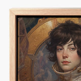 Framed Portrait Young Woman Dark Wavy Hair Soft French Lesbian Astronaut, Aesthetic, Gayest