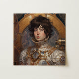 Chloe - French Lesbian Astronaut Art Print / Canvas Steampunk-inspired Portrait Painting Young Woman Ornate Metallic Armor French Lesbian