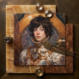 Chloe - French Lesbian Astronaut Art Print / Canvas Steampunk-style Portrait Woman Ornate Metallic Armor Intricate Gears French Lesbian