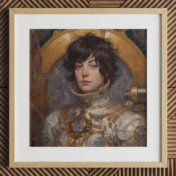 Chloe - French Lesbian Astronaut Art Print / Canvas Wooden Framed Portrait Person Space Suit French Lesbian Astronaut, Astronaut Aesthetic,