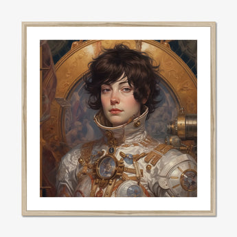 Chloe - French Lesbian Astronaut Art Print, Framed Steampunk Portrait