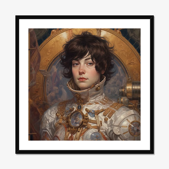 Chloe - French Lesbian Astronaut Art Print, Steampunk-style Portrait Person