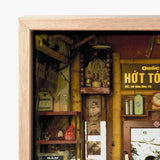 Wooden-framed Miniature Diorama Cluttered Vintage-style Vietnamese Shop Interior Hanoi Street Photography, Chop Art, Captivating Fine