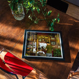 Chop - Hanoi Street Barber Photography Art Print, Framed Photograph Storefront Shop Interior Wooden Surface