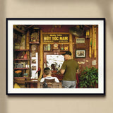 Chop - Hanoi Street Barber Photography Art Print, Framed Photograph Vietnamese Restaurant Storefront Called Hut Toc