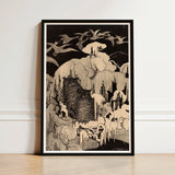 Black-framed Artwork Detailed Ink-style Illustration Owl Perched Amidst Hoytema Art Print, Snow Settles, Christmas Eve