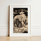 Christmas Eve - Theodorus Van Hoytema Art Print / Canvas Black Cream-colored Framed Artwork Stylized Owl Icy Cavernous Hoytema Art Print,