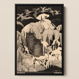 Christmas Eve - Theodorus Van Hoytema Art Print / Canvas Black-framed Artwork Detailed Monochromatic Illustration Two Owls Icy Hoytema Art