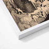 Framed Woodburned Artwork Detailed Owl Perched Amidst Stylized Hoytema Art Print, Snow Settles, Christmas Eve