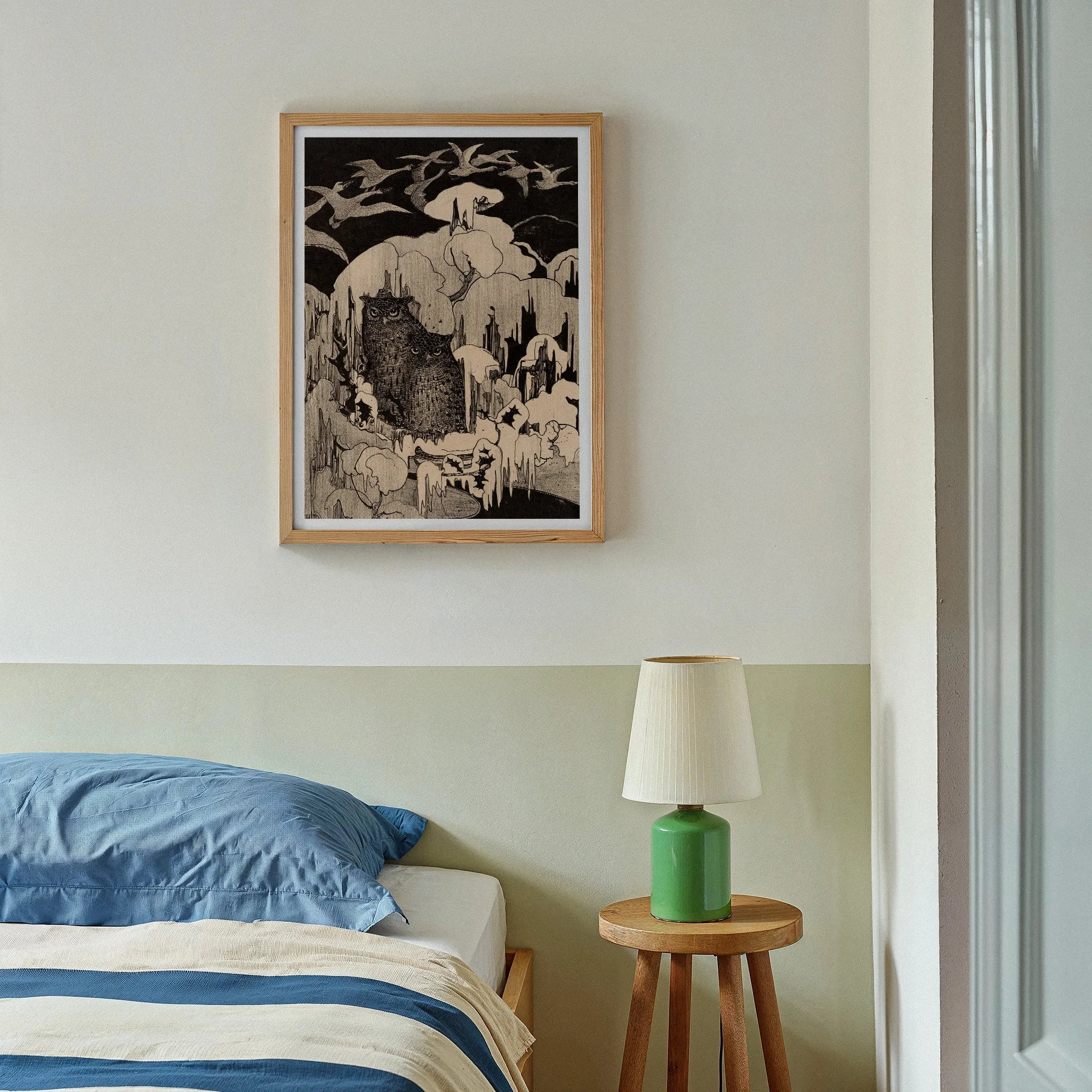 Christmas Eve - Theodorus Van Hoytema Art Print, Framed Black White Artwork Icy Mountainous Landscape Birds