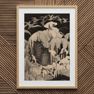 Christmas Eve - Theodorus Van Hoytema Art Print, Framed Black White Owl Illustration
