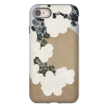 Chrysanthemum Blossoms - Kamisaka Sekka Iphone Case, 8 / Matte, Phone Case Floral Design White Blossoms Dark Gray