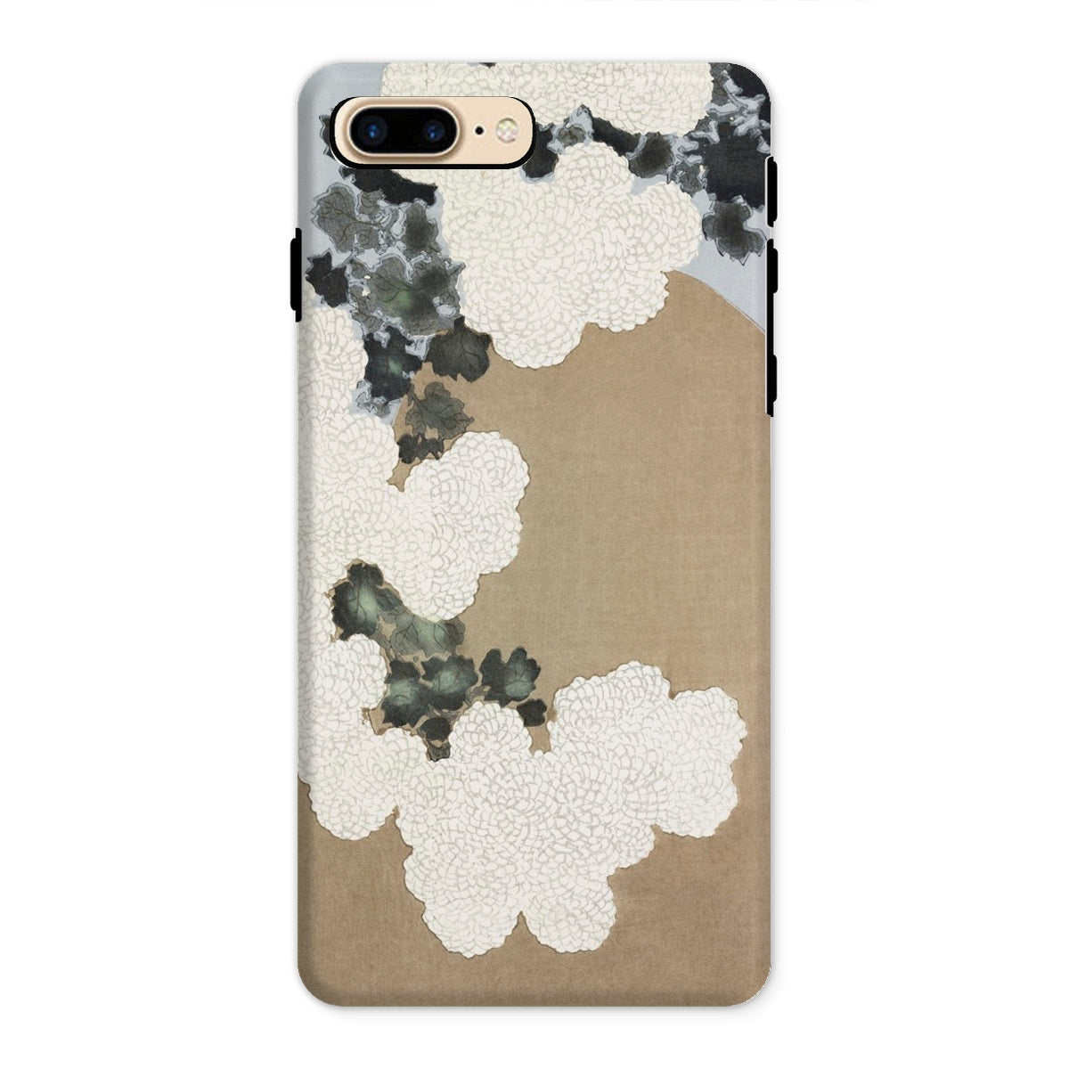 Chrysanthemum Blossoms - Kamisaka Sekka Iphone Case, 8 Plus / Matte, Iphone Case Floral Watercolor Design White Gray Tones