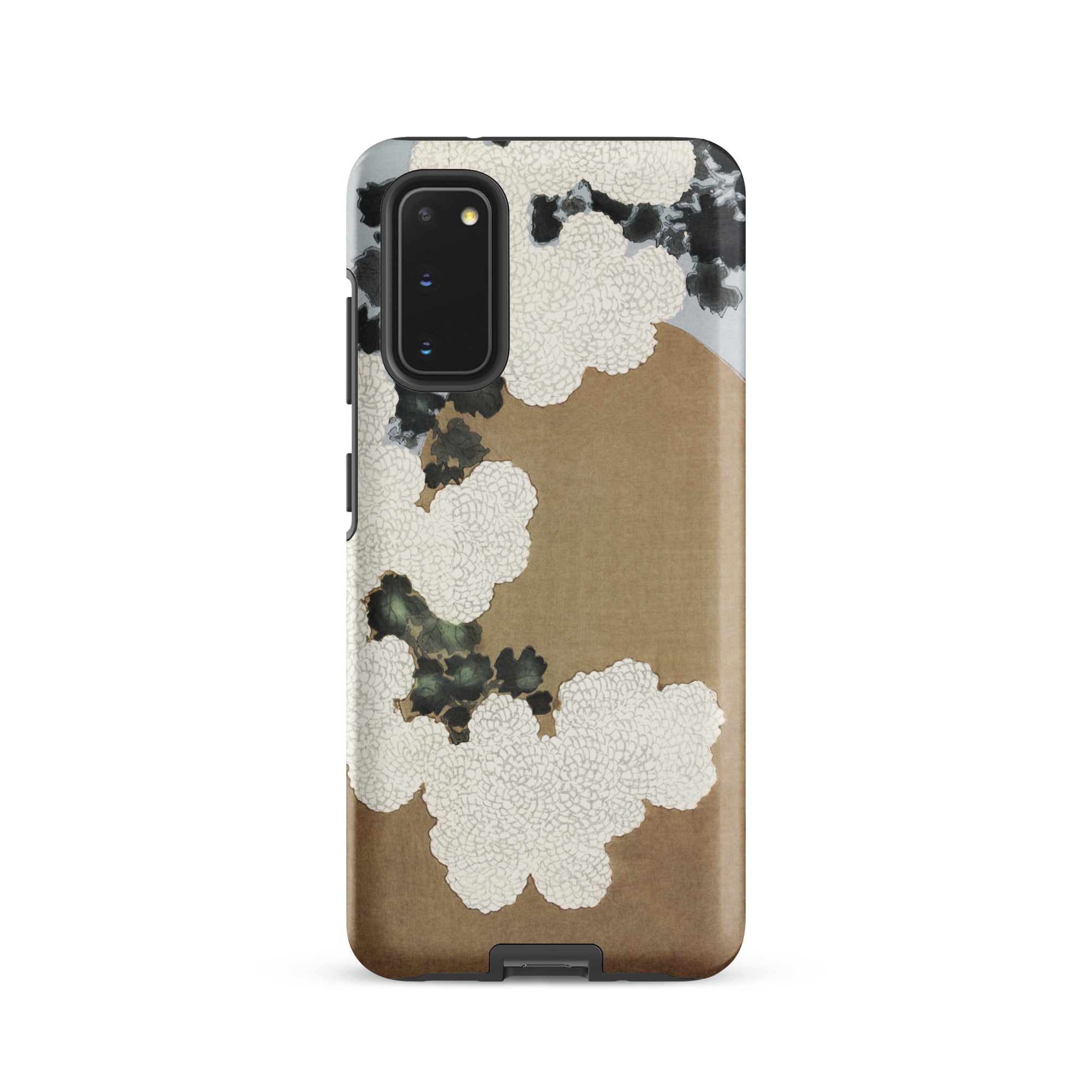 Chrysanthemum Blossoms Kamisaka Sekka Samsung Case, Galaxy S20 / Matte, Smartphone Case Beige Brown Abstract Design White Black