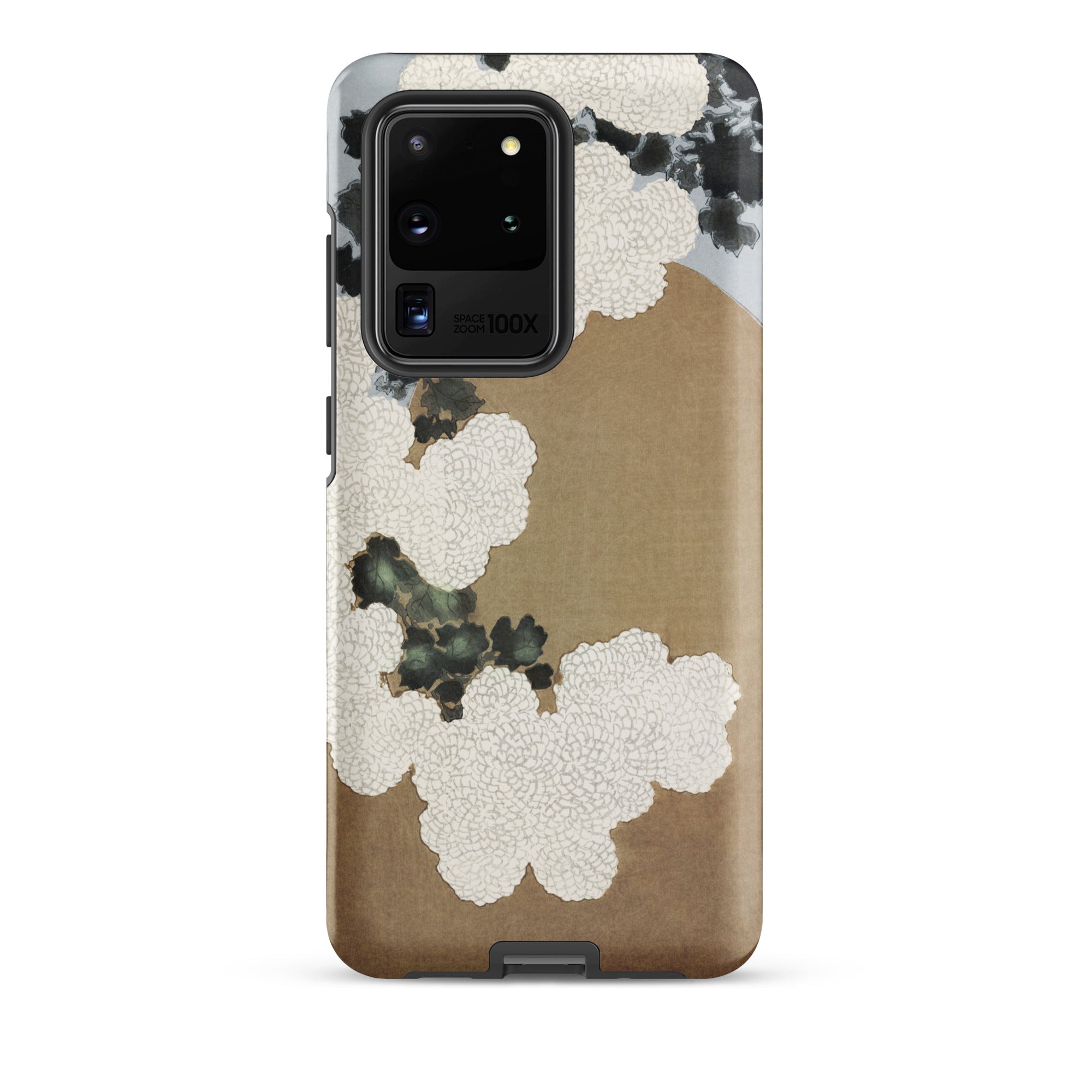 Chrysanthemum Blossoms Kamisaka Sekka Samsung Case, Galaxy S20 Ultra / Matte, Phone Case Abstract Pattern White Black Brown Shapes