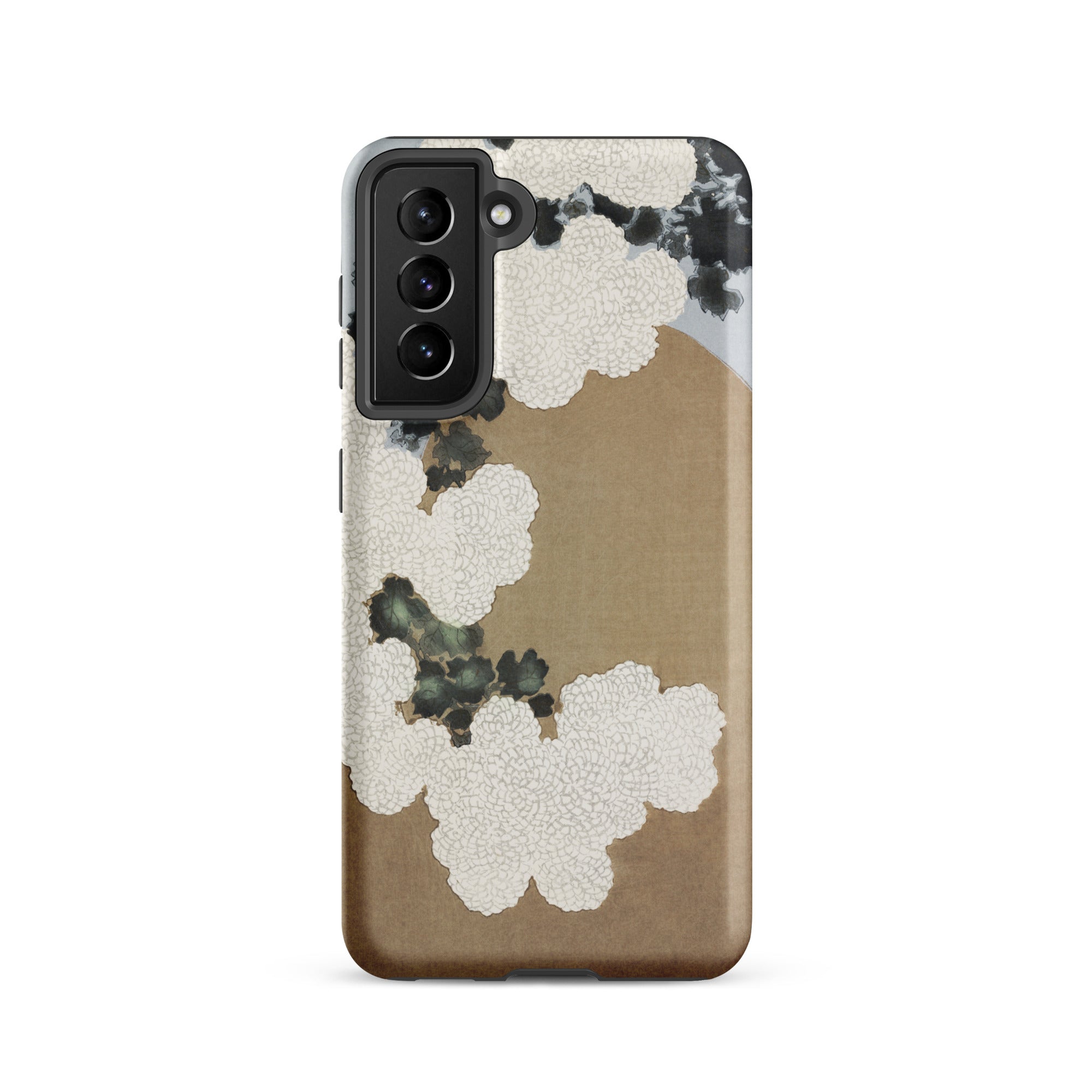 Chrysanthemum Blossoms Kamisaka Sekka Samsung Case, Galaxy S21 / Matte, Smartphone Case Beige Background Black White Abstract Cloud Like
