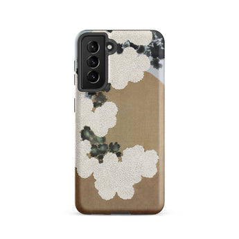 Chrysanthemum Blossoms - Kamisaka Sekka Samsung Case, Galaxy S21 / Matte, Smartphone Case Beige Background Black White Abstract Cloud-like