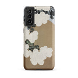 Chrysanthemum Blossoms - Kamisaka Sekka Samsung Case, Galaxy S21 Plus / Matte, Smartphone Decorative Case Abstract Floral Design White Dark
