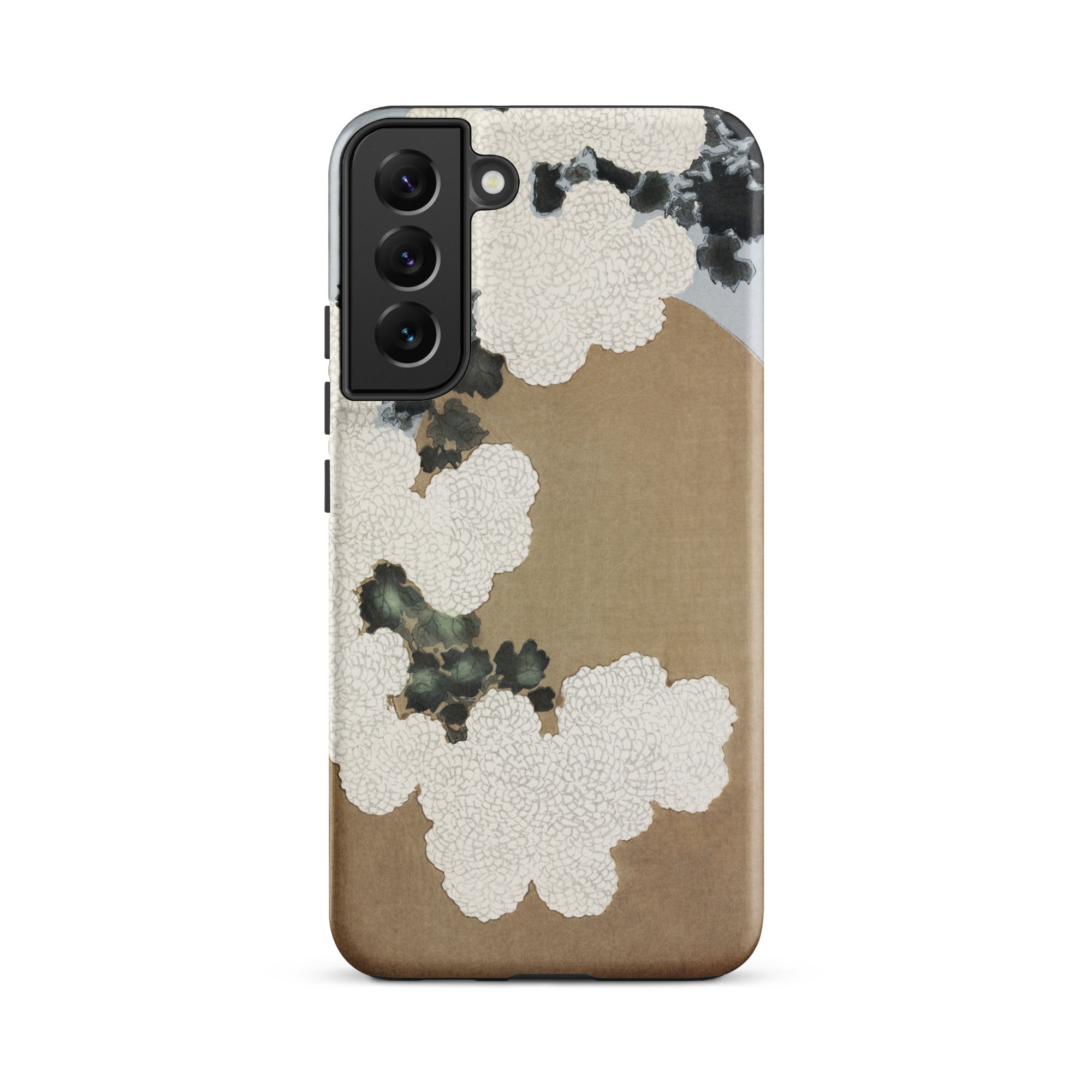 Chrysanthemum Blossoms Kamisaka Sekka Samsung Case, Galaxy S22 Plus / Matte, Smartphone Case Beige Brown Background Abstract White Dark