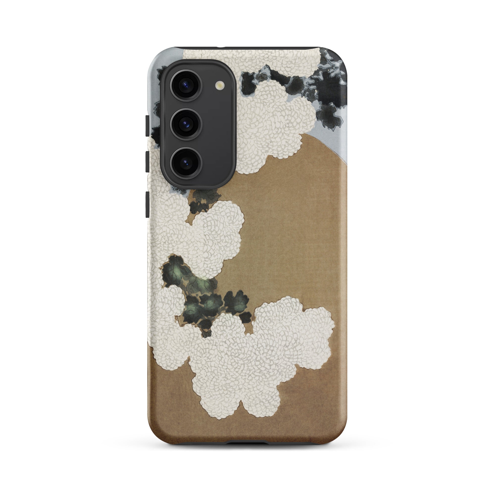 Chrysanthemum Blossoms Kamisaka Sekka Samsung Case, Galaxy S23 Plus / Matte, Phone Case Unique Abstract Design Textured White Dark