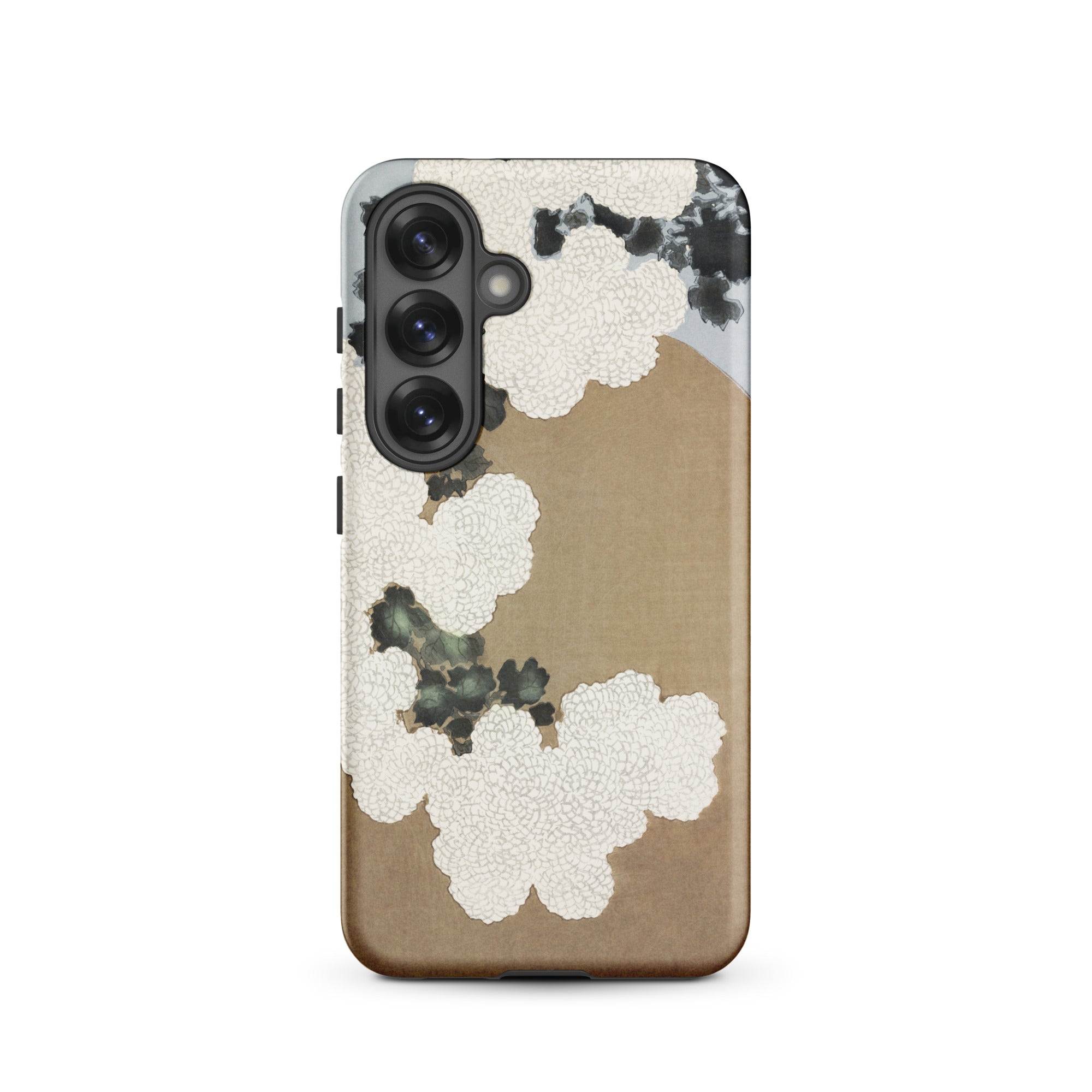Chrysanthemum Blossoms Kamisaka Sekka Samsung Case, Galaxy S25 / Matte, Phone Case Camera Cutout Left Beige Black White