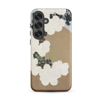 Chrysanthemum Blossoms - Kamisaka Sekka Samsung Case, Galaxy S25 Plus / Matte, Smartphone Cream Dark Brown Abstract Art Design Case