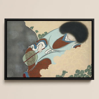 Chrysanthemums - Kamisaka Sekka Art Print / Canvas, Kamisaka Sekka Art, Translucent Powder-blue Robes, Robes Leans Downward
