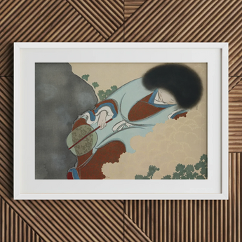 Chrysanthemums - Kamisaka Sekka Art Print / Canvas, Kamisaka Sekka Art, Translucent Powder-blue Robes, Robes Leans Downward