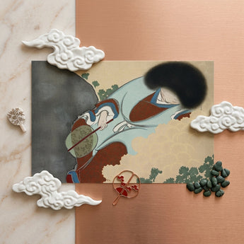 Chrysanthemums - Kamisaka Sekka Art Print / Canvas Delicate Hand-painted Illustration Traditional Japanese Geisha Light Blue Kamisaka Sekka