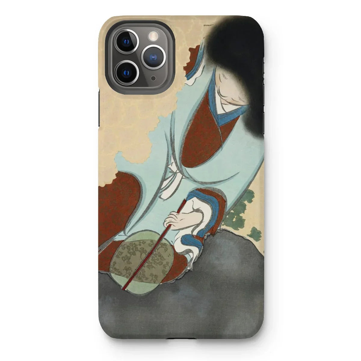 Chrysanthemums from Momoyogusa - Kamisaka Sekka Iphone Case, 11 Pro Max / Matte, Phone Case Artistic Violin Design Blue Brown Tones