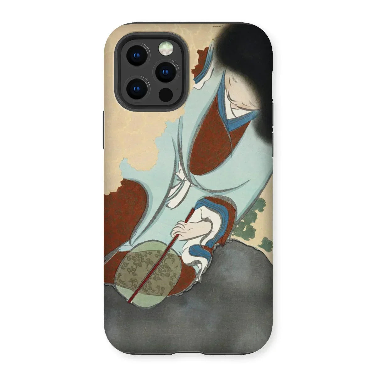 Chrysanthemums from Momoyogusa - Kamisaka Sekka Iphone Case, 12 Pro / Matte, Phone Case Traditional Japanese-style Artwork Violin Blue Brown