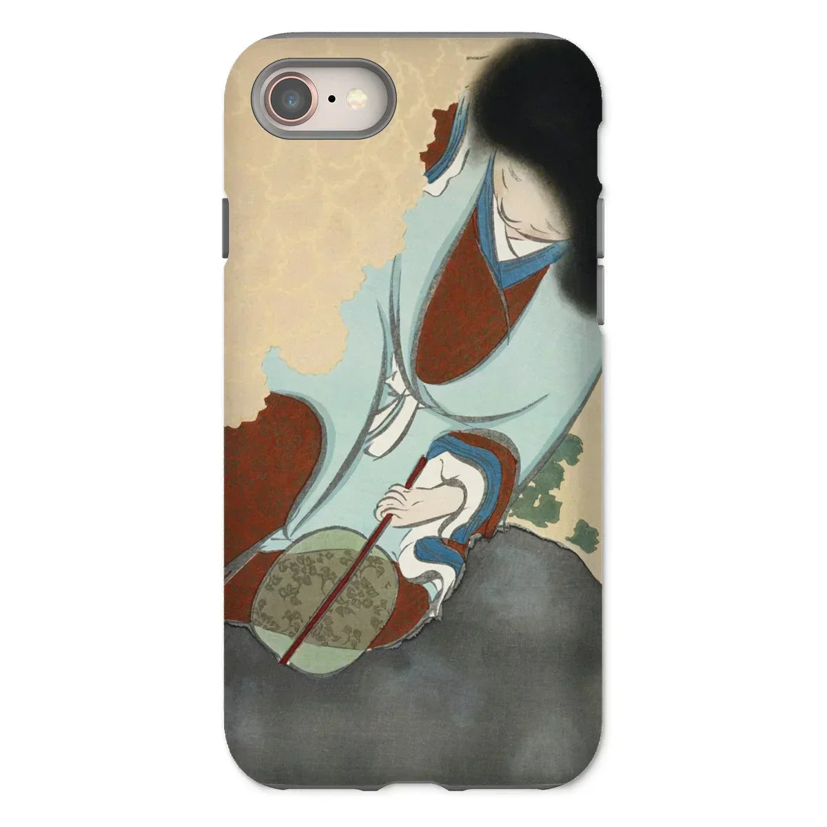 Chrysanthemums from Momoyogusa - Kamisaka Sekka Iphone Case, 8 / Matte, Violin Rendered Light Blue Brown Artistic Tones