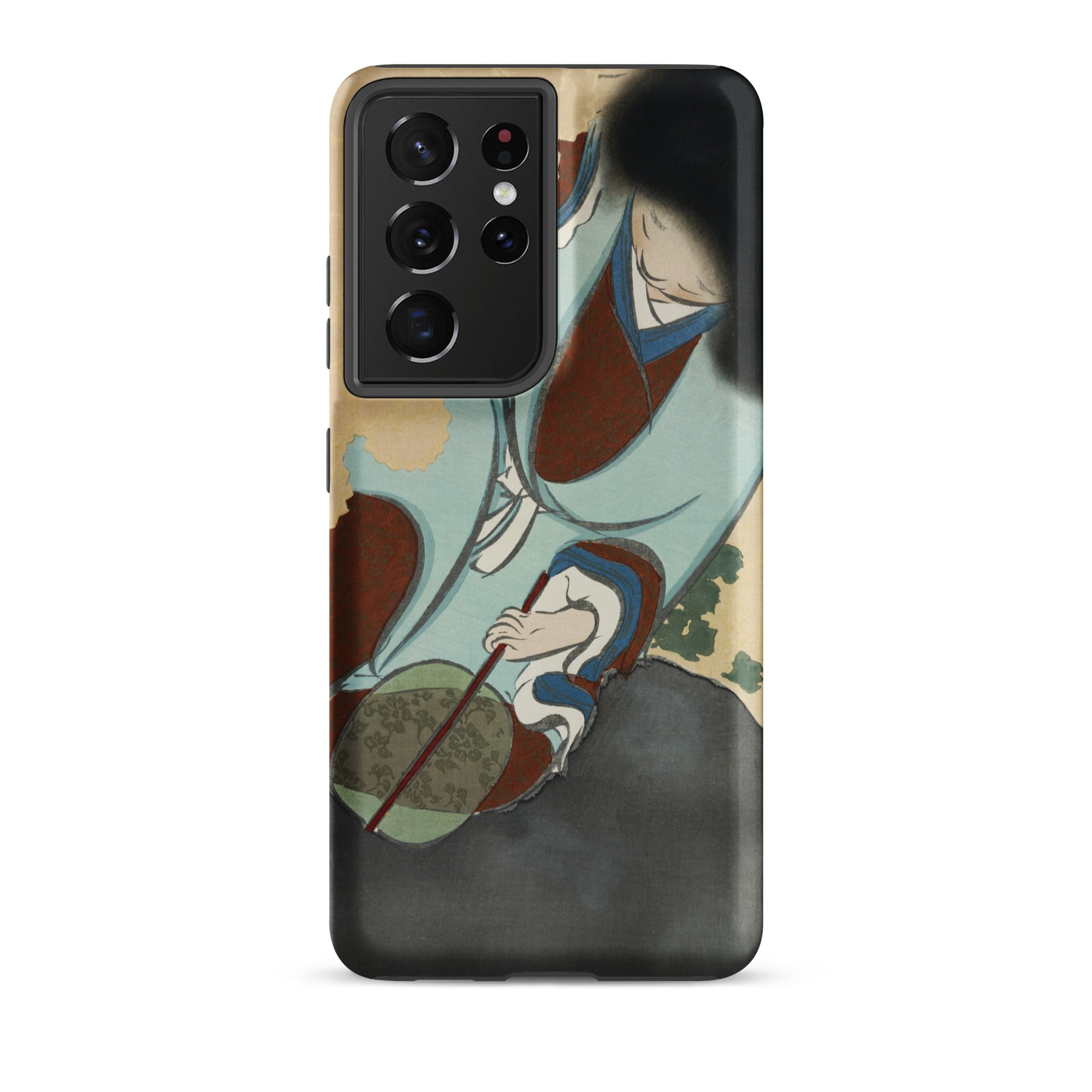 Chrysanthemums from Momoyogusa Kamisaka Sekka Samsung Case, Galaxy S21 Ultra / Matte, Black Smartphone Case Stylized Japanese Art Print