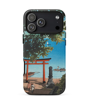 Chuzenji Temple Utagahama - Kawase Hasui Phone Case Vibrant Traditional Japanese Scene Orange Torii, Temple’s Lakeside, Trees, Drop, Cool