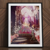 Circe the Phoenix Maker - Greek Myth Witch Art Print Framed Art Print Surreal Scene Gothic Architecture Vibrant Greek Myth Witch,