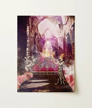 Rectangular Vertically Oriented Fantasy Art Print Gothic Cathedral Greek Myth Witch, Fantastical Realms Unfolds