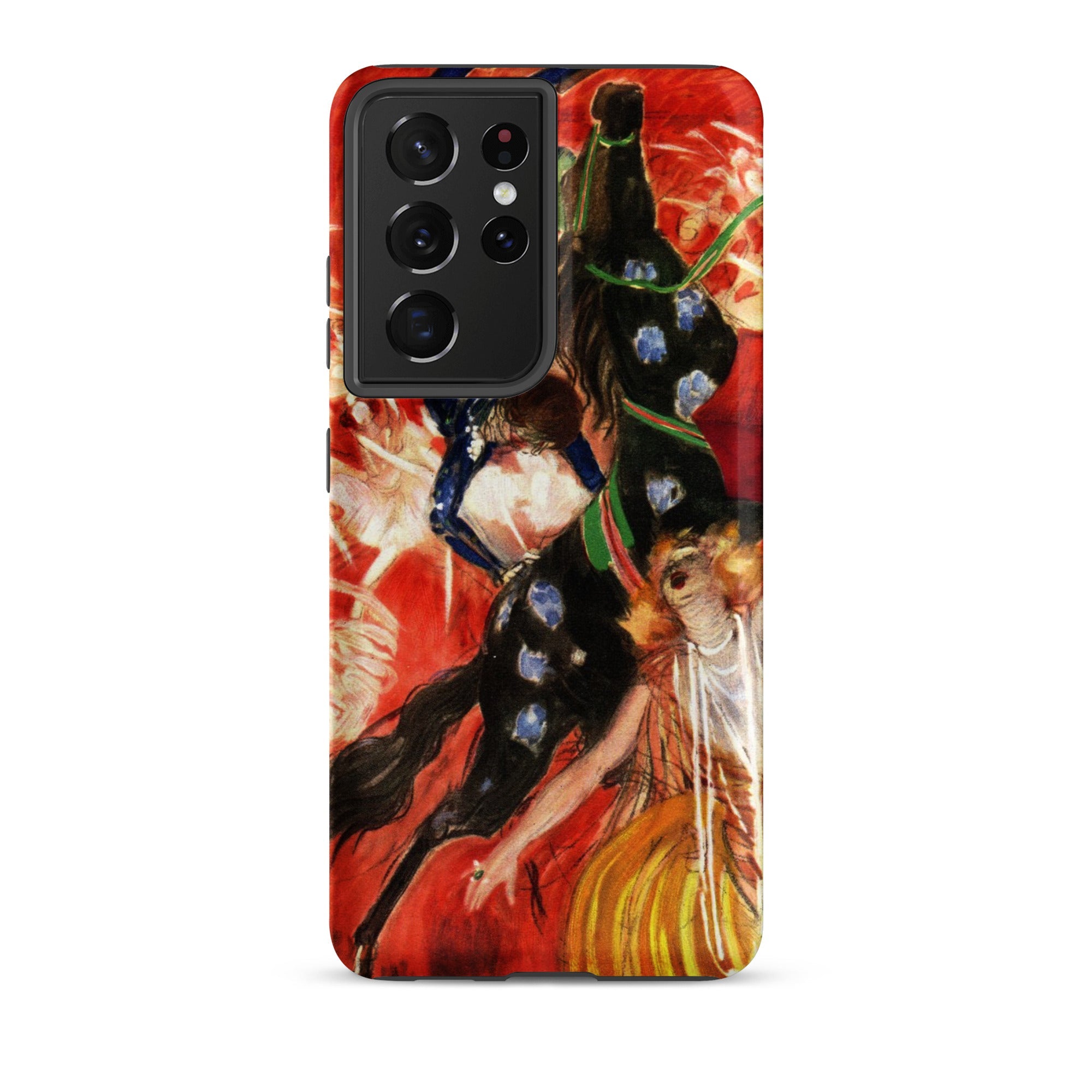 The Circus Leonetto Cappiello Samsung Case, Galaxy S21 Ultra / Matte, Smartphone Vibrant Artistic Case Horse Rider Red Background