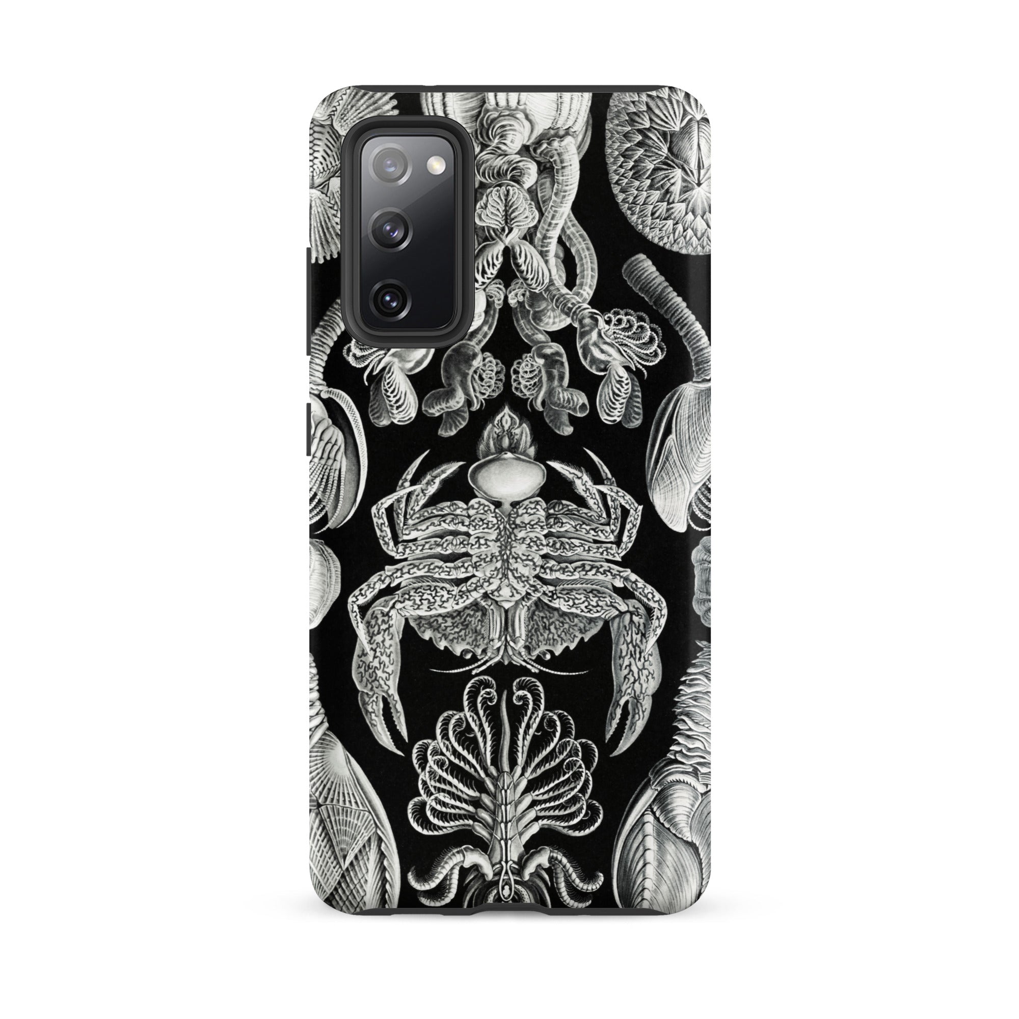 Cirripedia Barnacles Ernst Haeckel Samsung Case, Galaxy S20 Fe / Matte, Black Smartphone Case White Scientific Illustrations Marine Life