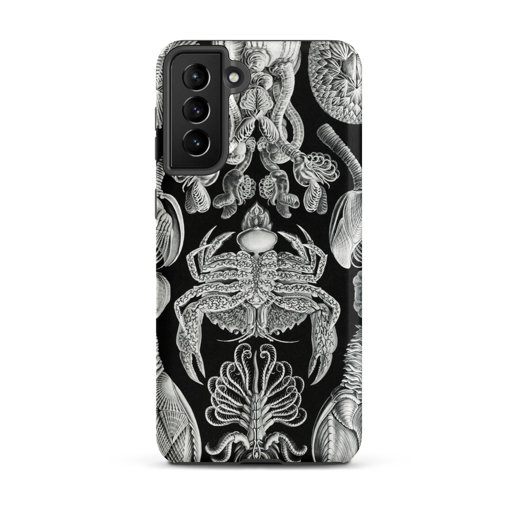 Cirripedia Barnacles Ernst Haeckel Samsung Case, Galaxy S21 Plus / Matte, Black Smartphone Case White Intricate Marine Life Pattern
