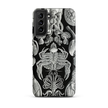 Cirripedia Barnacles - Ernst Haeckel Samsung Case, Galaxy S21 Plus / Matte, Black Smartphone Case White Intricate Marine Life Pattern