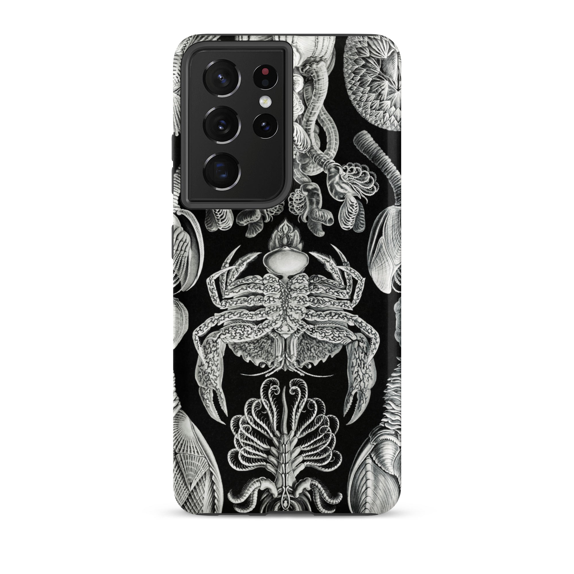 Cirripedia Barnacles Ernst Haeckel Samsung Case, Galaxy S21 Ultra / Matte, Black Smartphone White Marine Life Pattern Cover