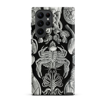 Cirripedia Barnacles - Ernst Haeckel Samsung Case, Galaxy S22 Ultra / Matte, Black Smartphone Case White Intricate Pattern Sea Creatures
