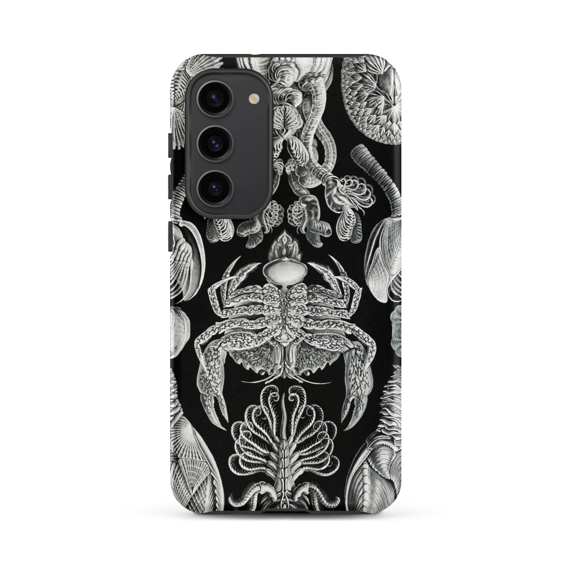 Cirripedia Barnacles Ernst Haeckel Samsung Case, Galaxy S23 Plus / Matte, Black Smartphone Case Detailed White Illustration Sea Creatures