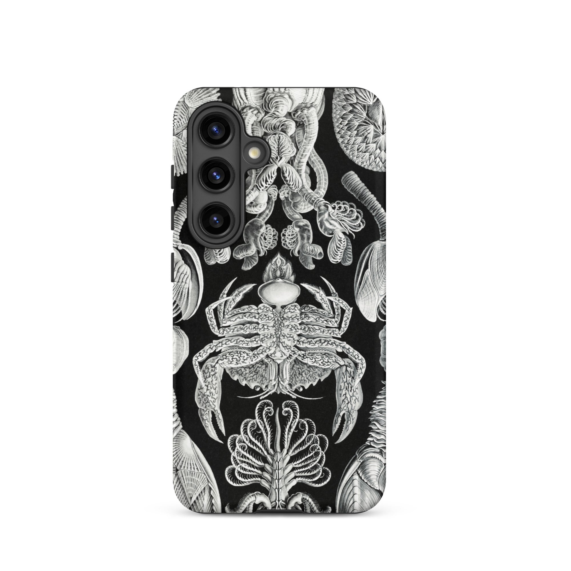 Cirripedia Barnacles Ernst Haeckel Samsung Case, Galaxy S24 / Matte, Smartphone Case Black Background White Intricate Illustrations Marine