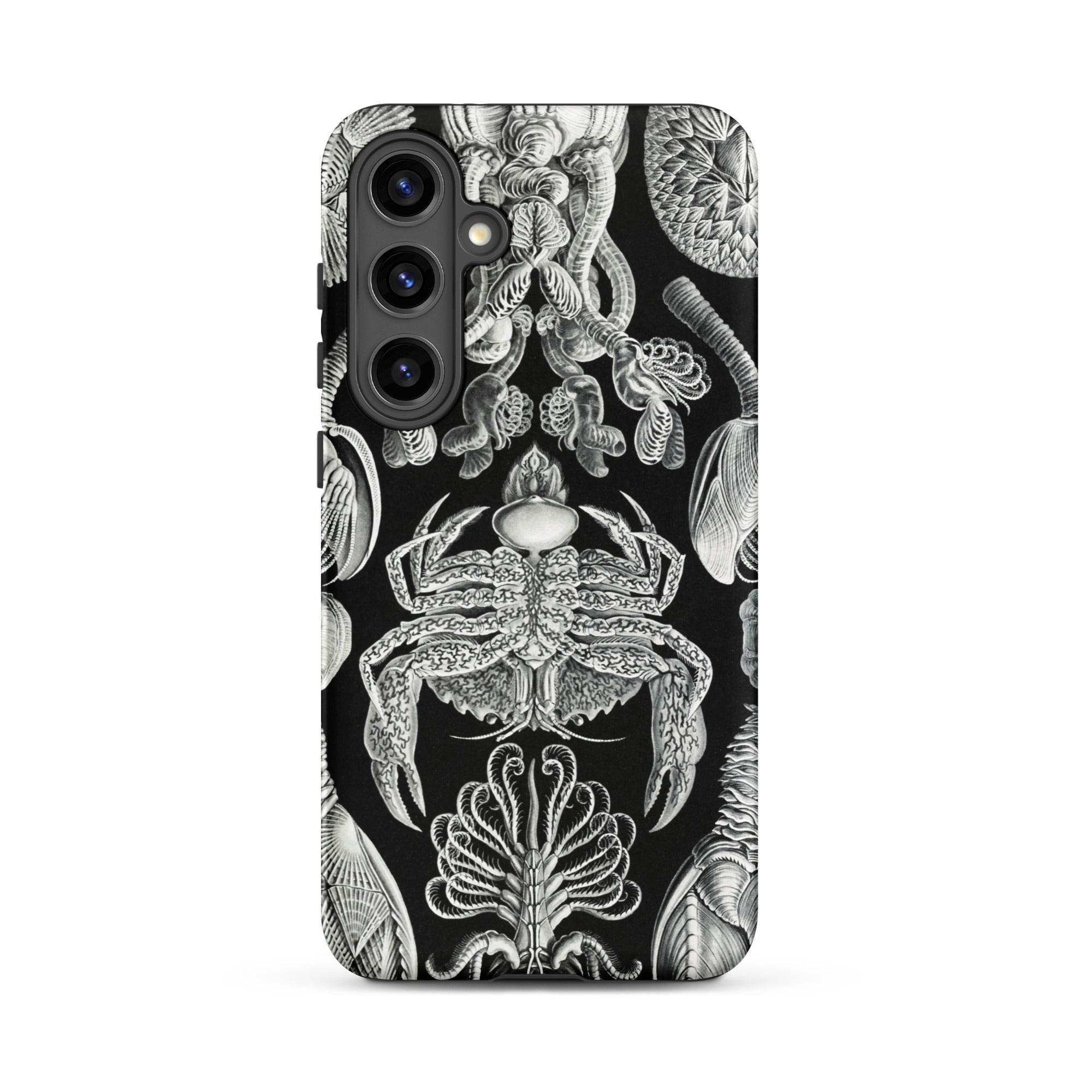Cirripedia Barnacles Ernst Haeckel Samsung Case, Galaxy S24 Plus / Matte, Black Smartphone Case White Scientific Illustrations Marine Life