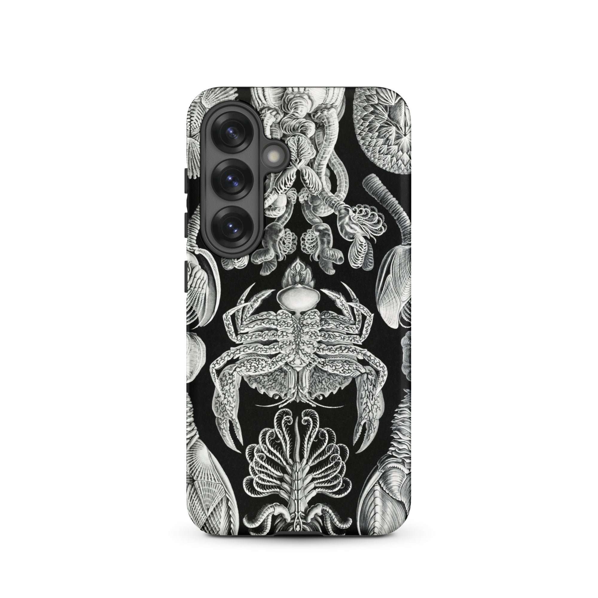 Cirripedia Barnacles Ernst Haeckel Samsung Case, Galaxy S25 / Matte, Smartphone Case Black Background White Intricate Illustrations Marine