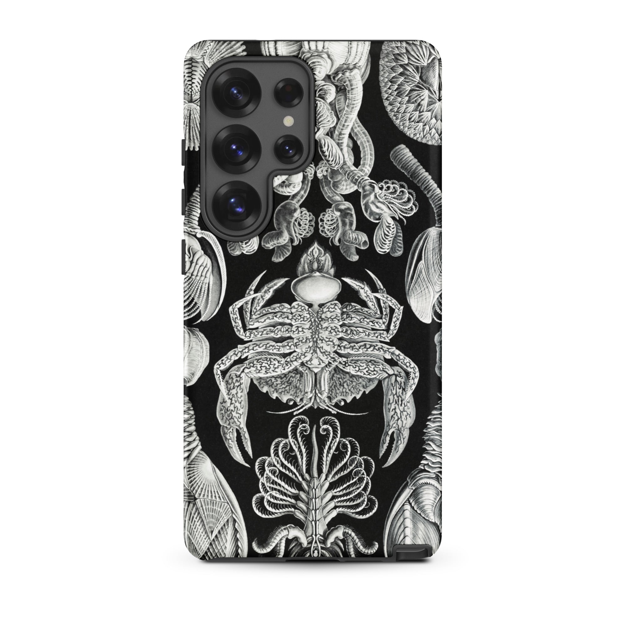 Cirripedia Barnacles Ernst Haeckel Samsung Case, Galaxy S25 Ultra / Matte, Black Phone Case White Intricate Pattern Marine Life